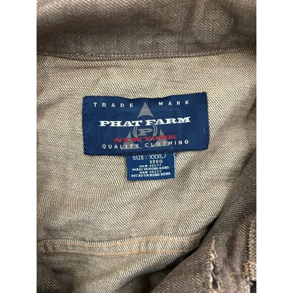 Phat Farm Mens Denim Jean Jacket XXXL Button Up Front Coat Brown VTG - Picture 3 of 16